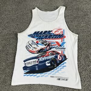 Vintage Mark Martin Valvoline Racing Tank Top Shirt Mens M White NASCAR 2000